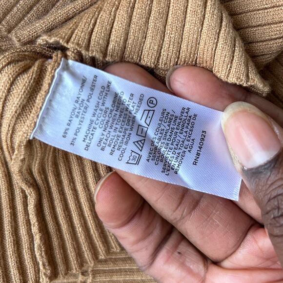 LOFT Tan Collared Ribbed Long Sleeve Top Size XS - Picture 8 of 8